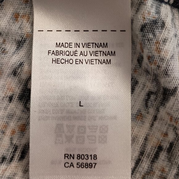 Lucky Brand Women’s Blue Printed V-Neck Jersey Top Button Front Size Large - Picture 8 of 16